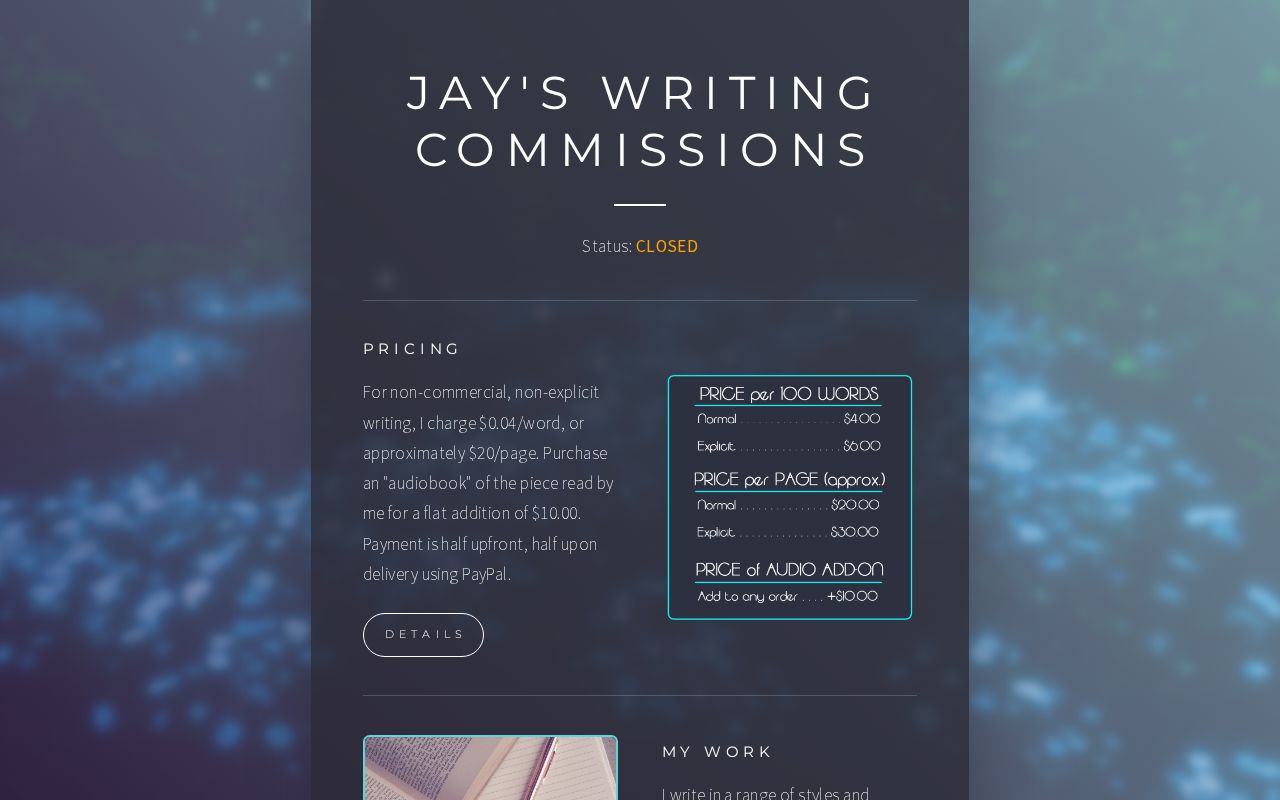 Jay's Writing Commissions